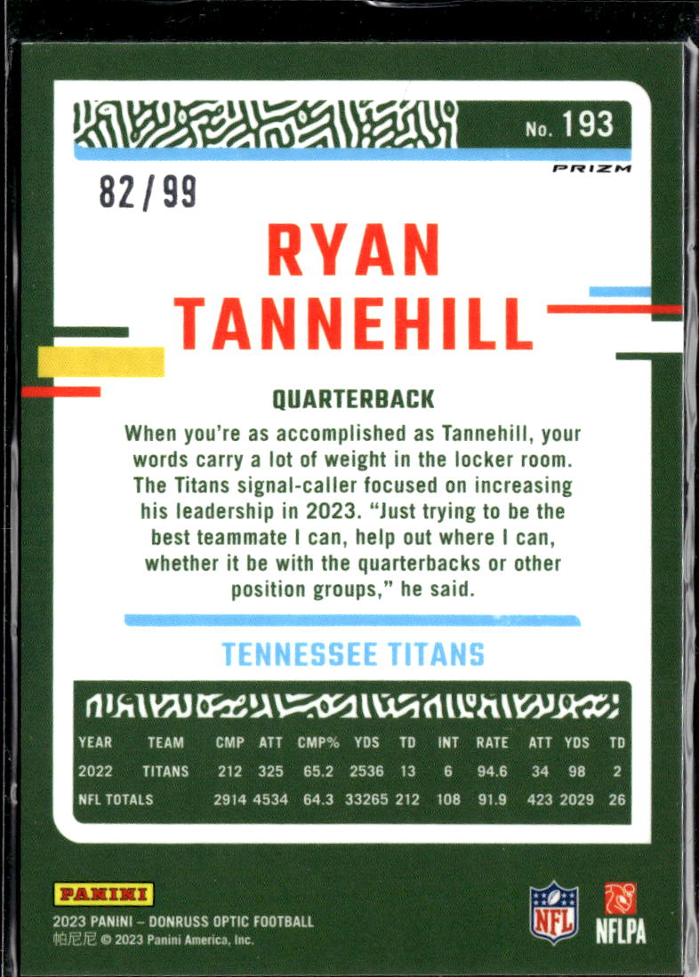 Ryan Tannehill 2023 Optic Red Prizm /99 Tennessee Titans