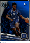 Sean Stewart 2024 Bowman Chrome 1st  Blue Refractor /199 Duke Blue Devils