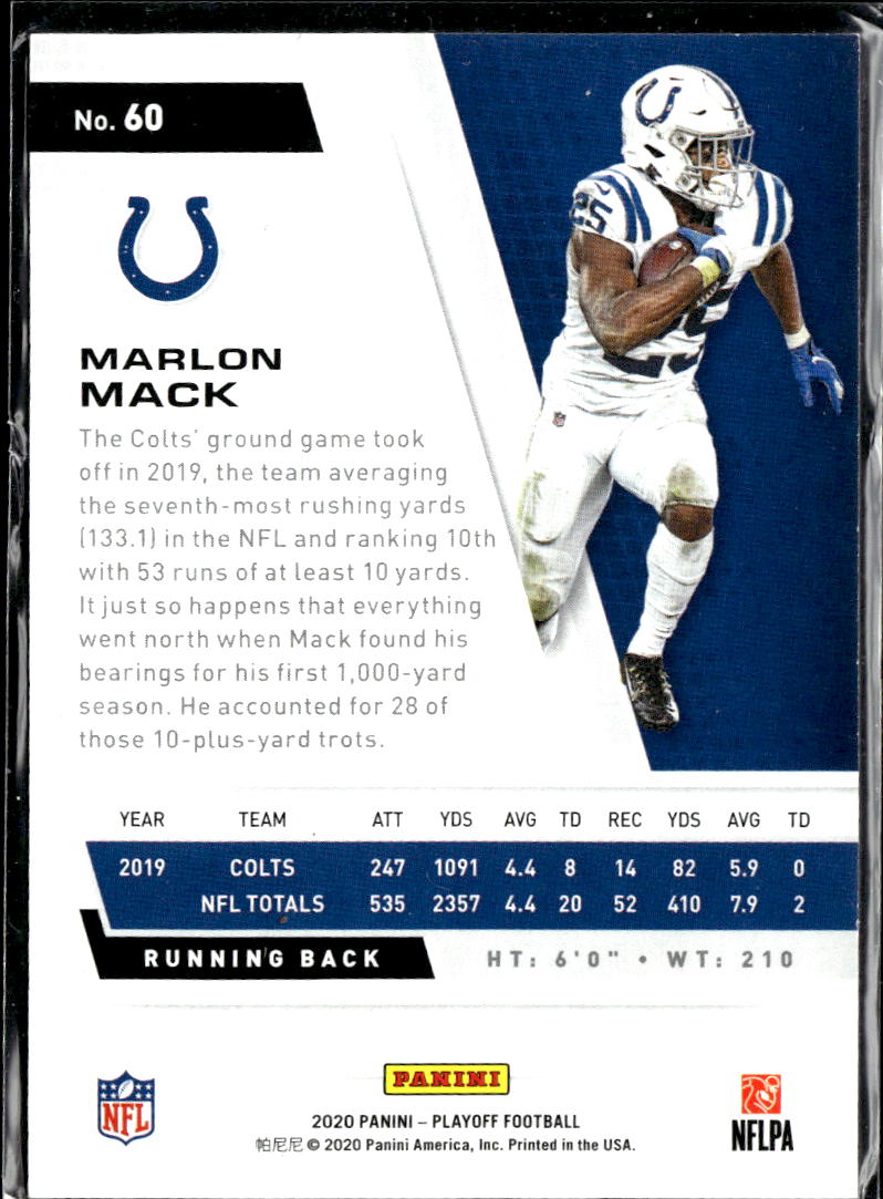 Marlon Mack 2020 Playoff 2nd Down /49 Indianapolis Colts