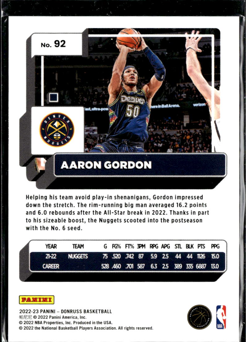 Aaron Gordon 2022 Donruss Red Choice 97/99 Denver Nuggets