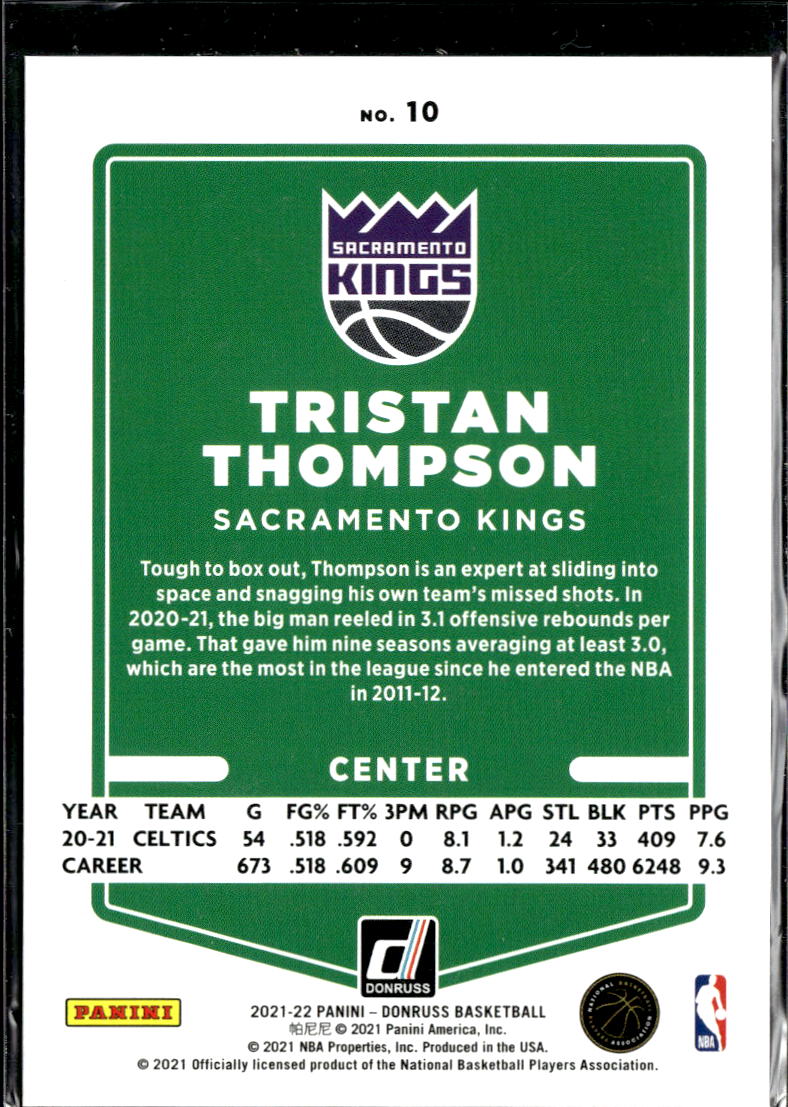 Tristan Thompson 2021 Donruss Red Choice 61/99 Celtics Sacramento Kings