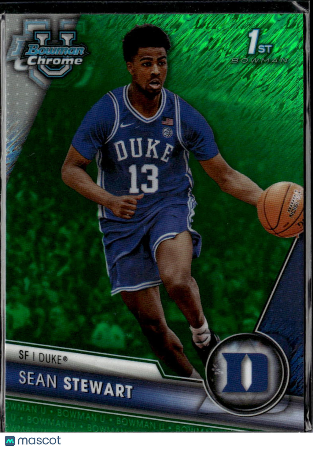 Sean Stewart 2024 Bowman Chrome Green Shimmer 73/99 Duke Blue Devils