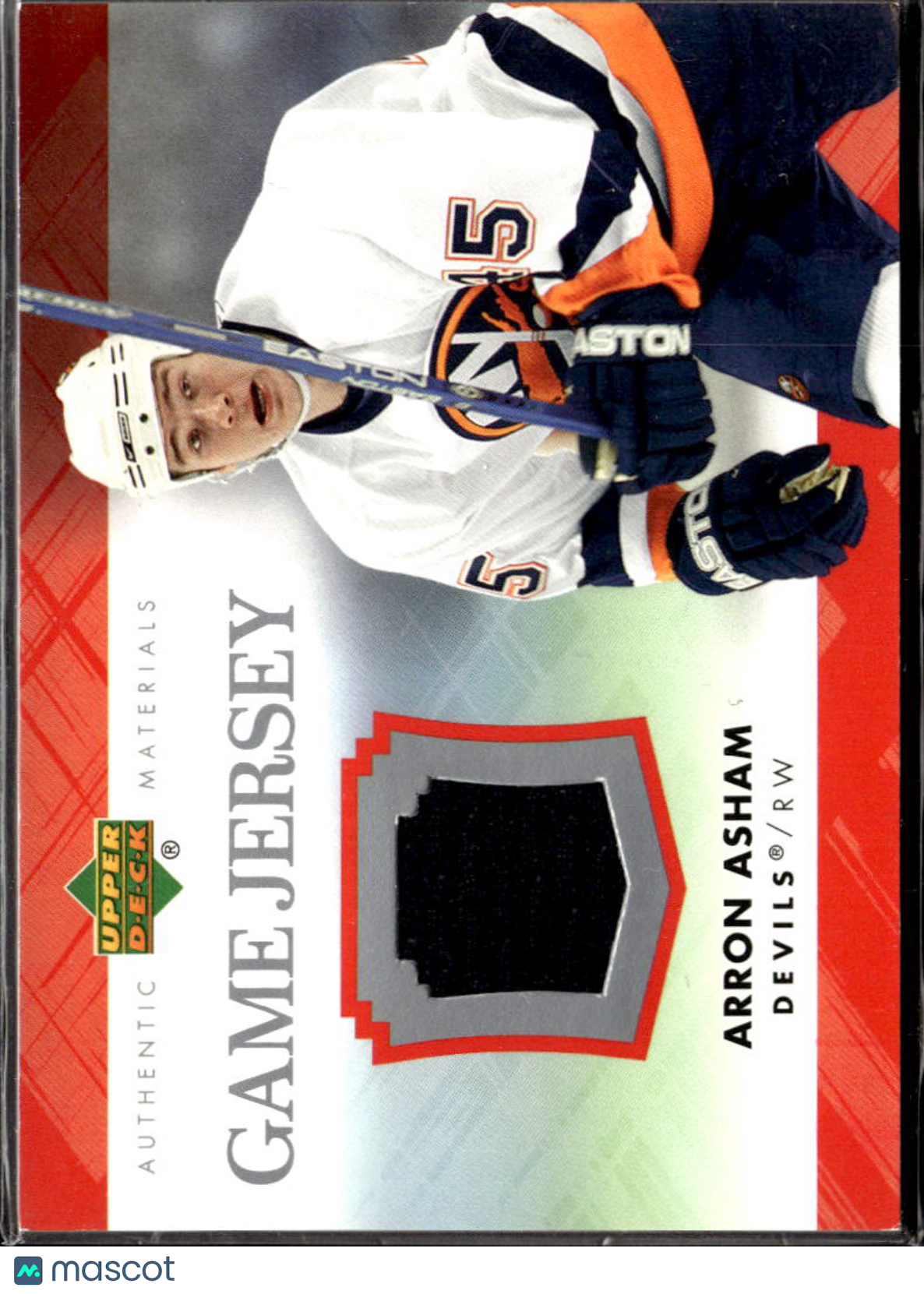 Arron Asham 2007 Upper Deck Series 1 Game Worn Jersey Patch New Jersey Devils