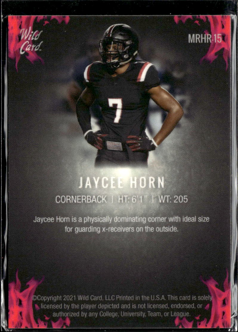 Jaycee Horn 2021 Wild Card Matte Rookie Pink RC Carolina Panthers /99