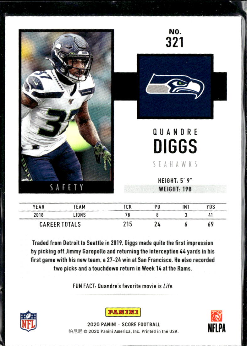 Quandre Diggs 2020 Score Blue Showcase /100 Seattle Seahawks