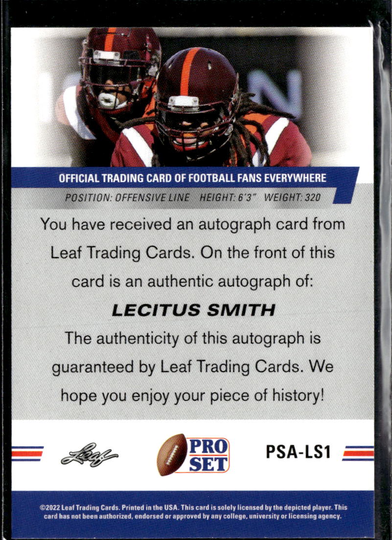 Lecitus Smith 2022 Leaf Pro Set RC Auto Autograph RC Virginia Tech