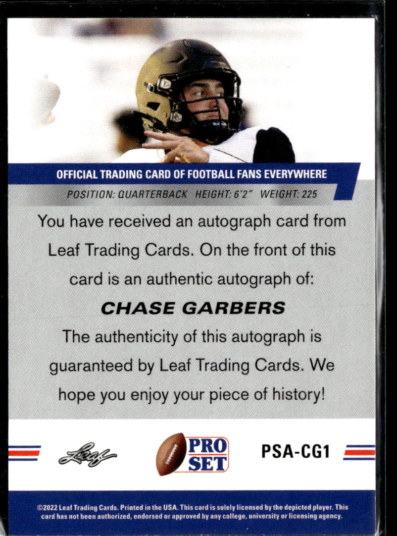 Chase Garbers 2022 Leaf Pro Set RC Auto Autograph Cal