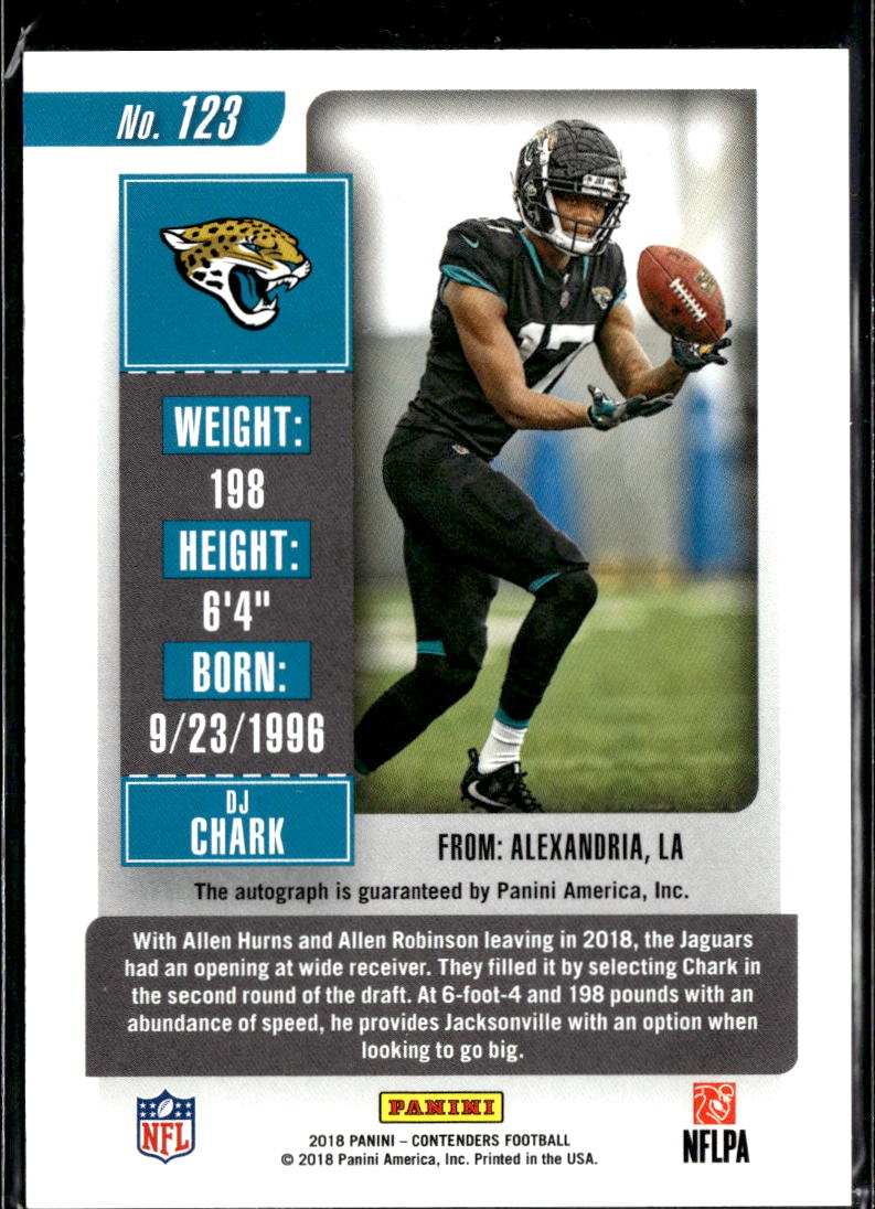 DJ Chark 2018 Contenders Variation Auto Autograph RC Jacksonville Jaguars
