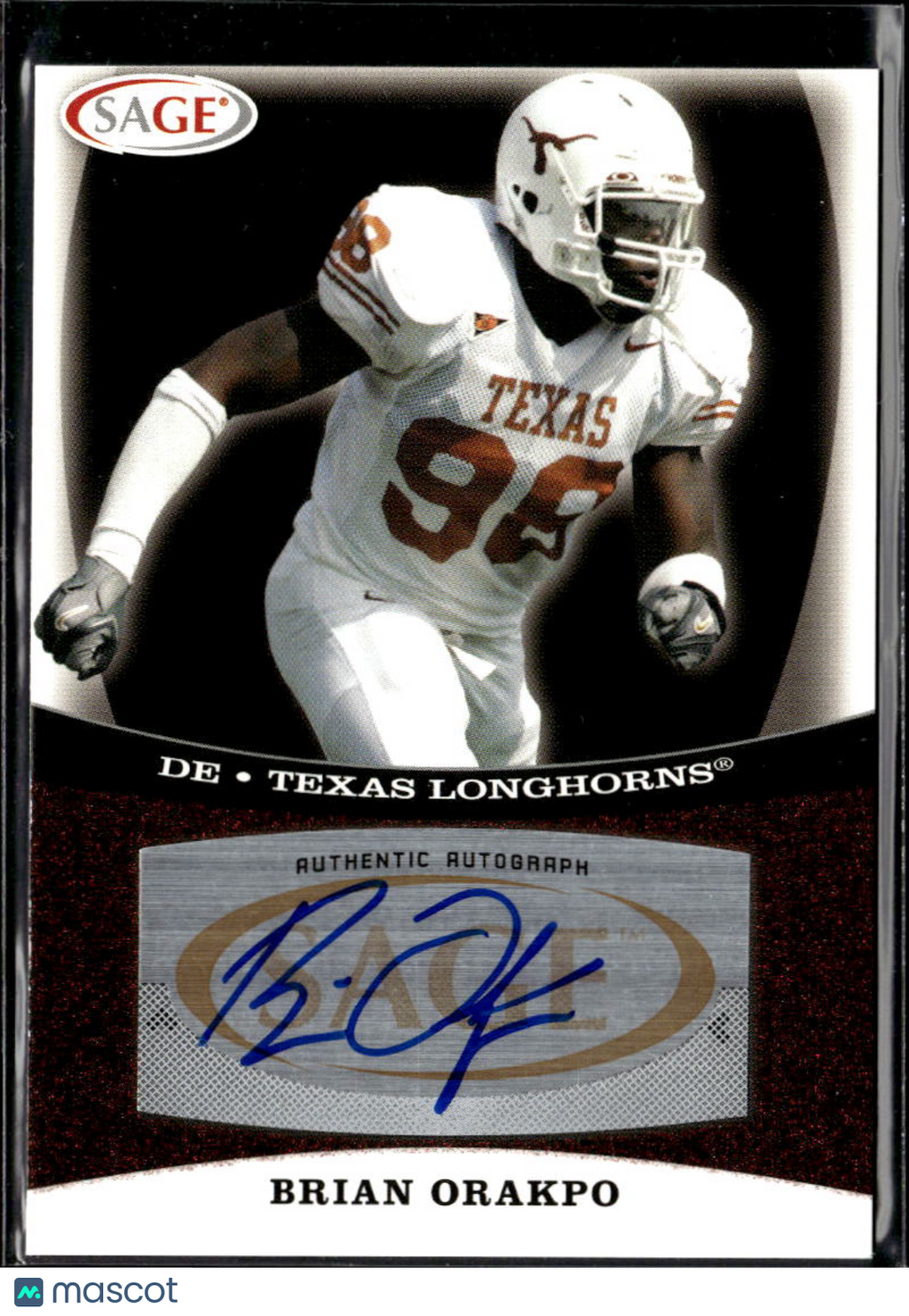 Brian Orakpo 2009 SAGE Auto Autograph Rookie RC Texas Longhorns