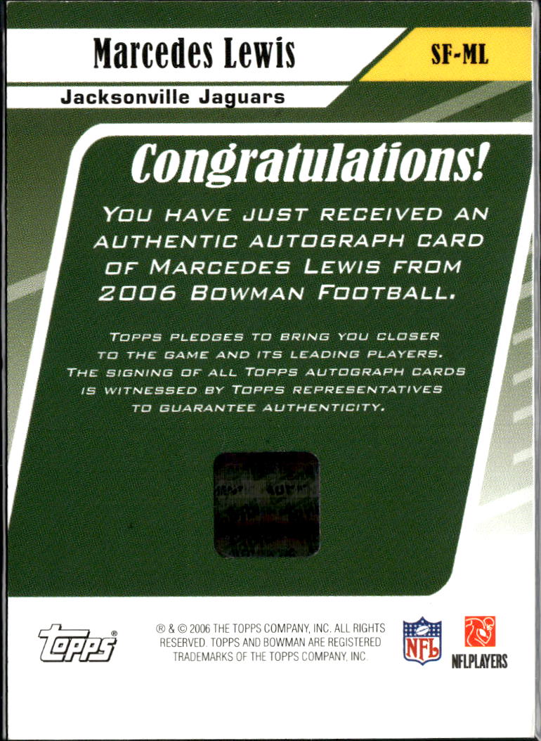 Marcedes Lewis 2006 Bowman of the Future Auto Autograph RC Jacksonville Jaguars
