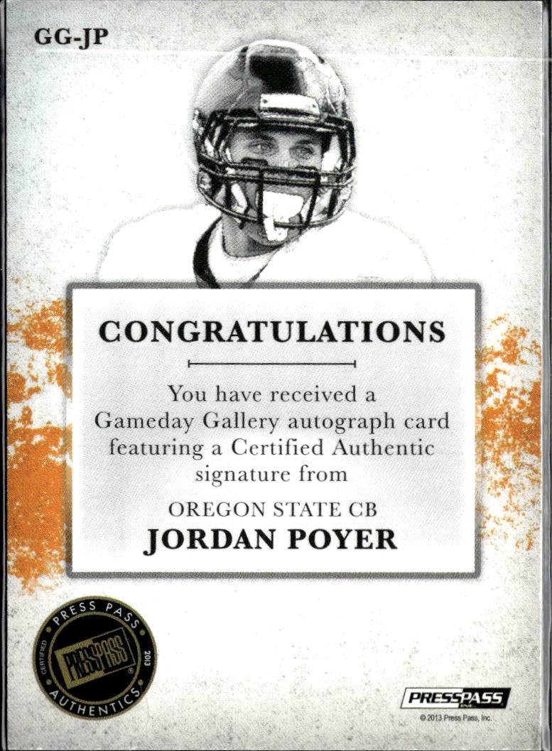 Jordan Poyer 2013 Press Pass Auto Autograph RC 25/149 Oregon State Bills