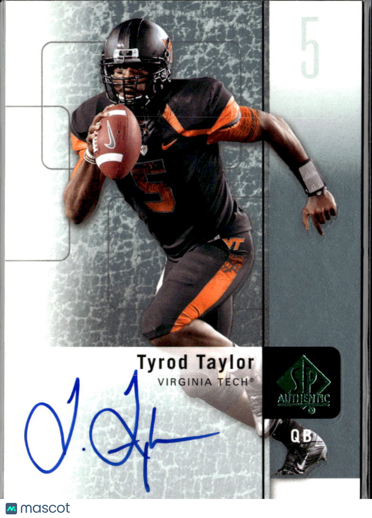 Tyrod Taylor 2011 Upper Deck SP Authentic Auto Autograph Virginia Tech Ravens