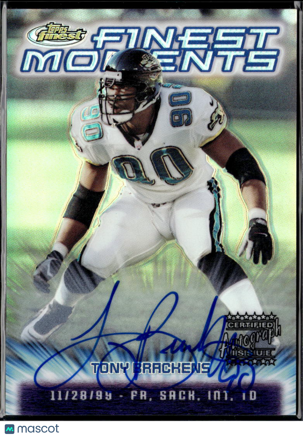Tony Brackens 2000 Topps Finest Moments Auto Autograph Refractor Jaguars