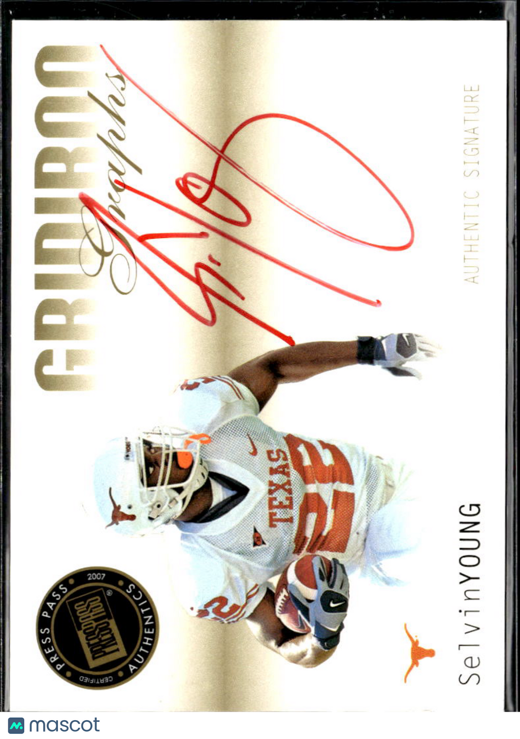 Selvin Young 2007 Press Pass Red Ink Auto Autograph RC SSP Texas Longhorns