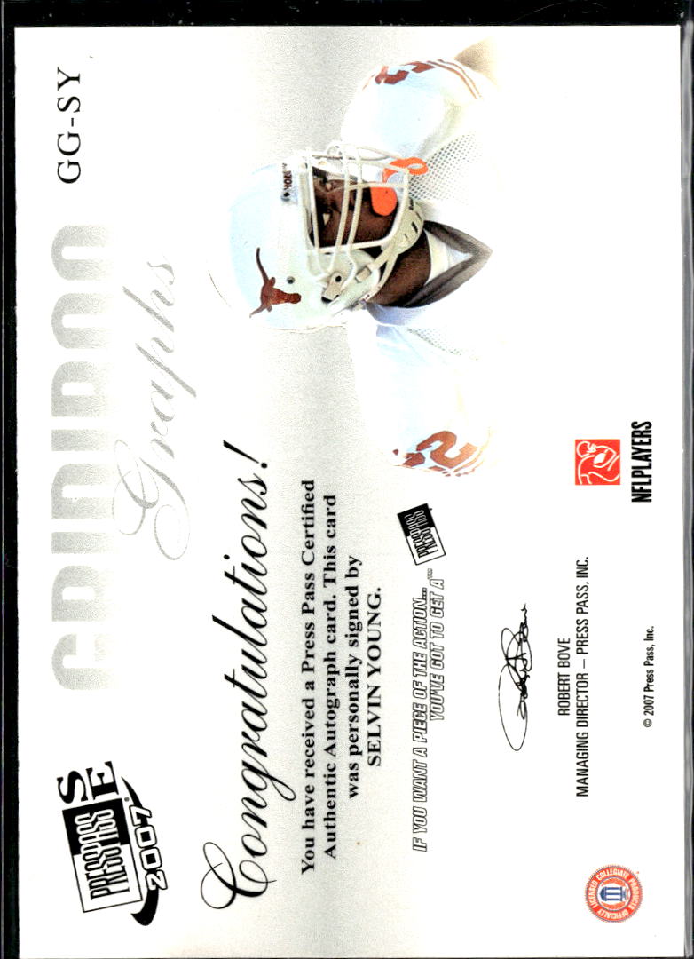 Selvin Young 2007 Press Pass Red Ink Auto Autograph RC SSP Texas Longhorns
