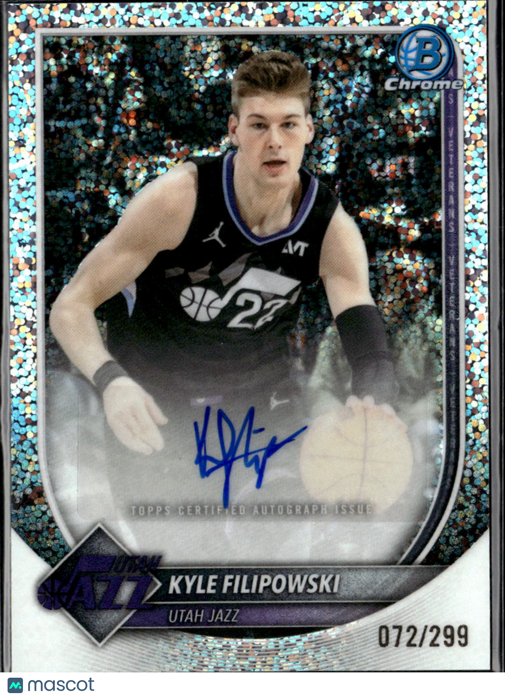 Kyle Filipowski 2025 Bowman Chrome Auto Autograph 72/299 Utah Jazz