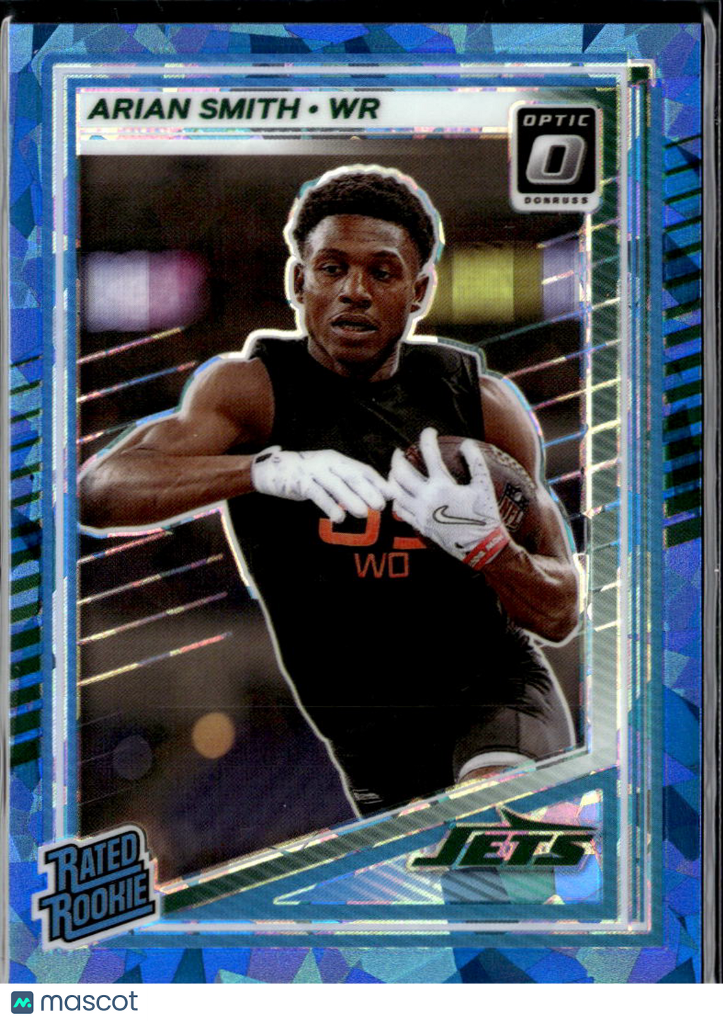 Arian Smith 2025 Optic Rated Rookie Blue Ice RC 12/15 New York Jets