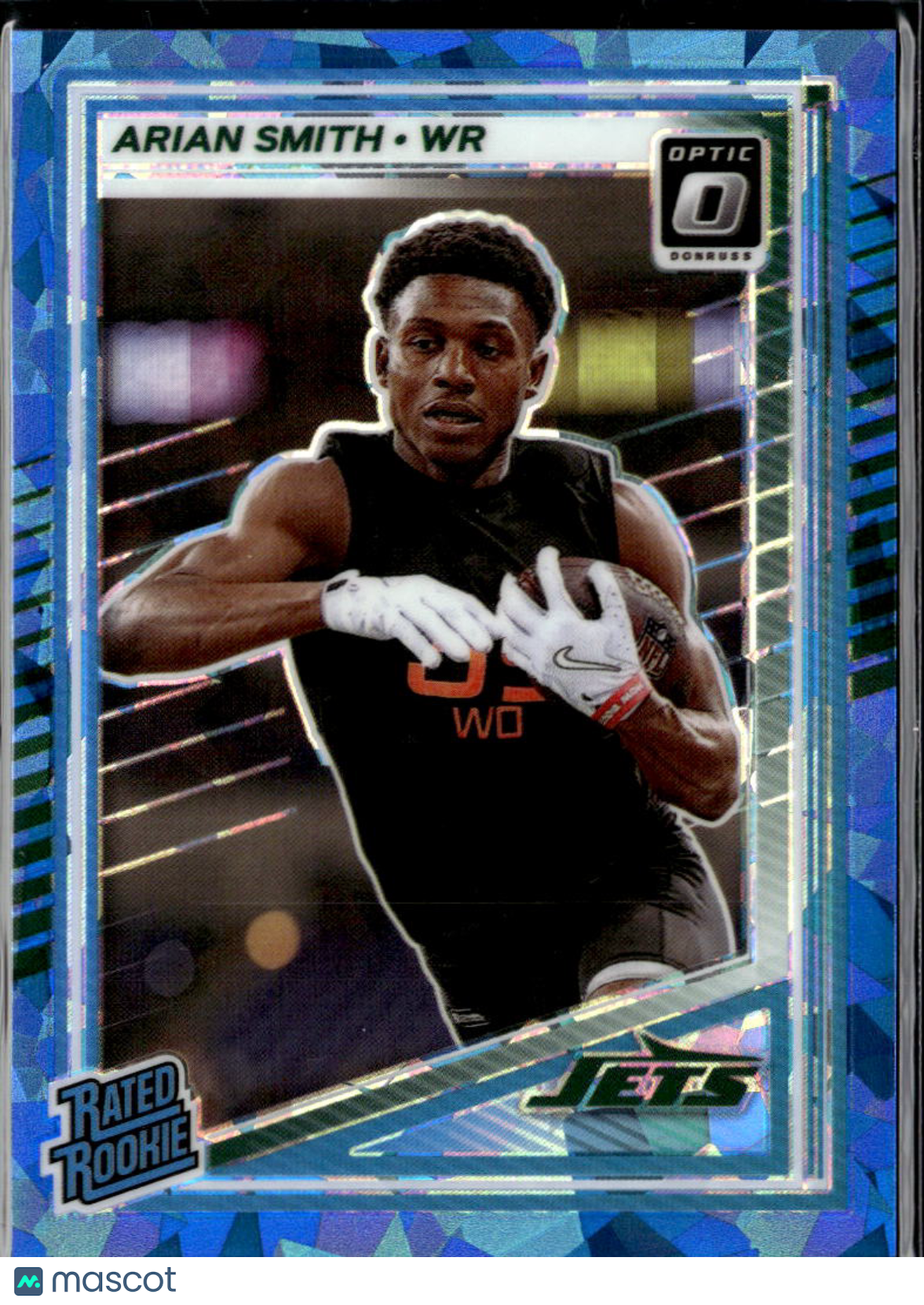 Arian Smith 2025 Optic Rated Rookie Blue Ice RC 12/15 New York Jets
