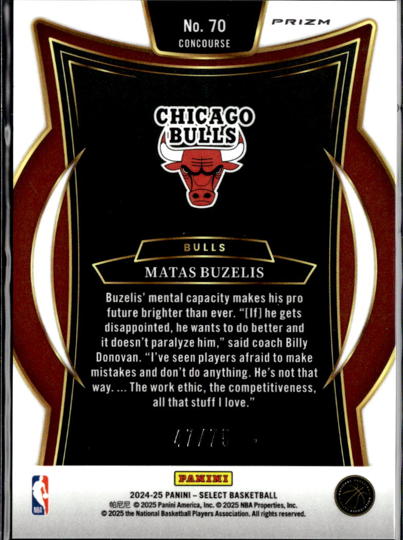Matas Buzelis 2024-25 Select White Disco Rookie RC 47/75 Chicago Bulls