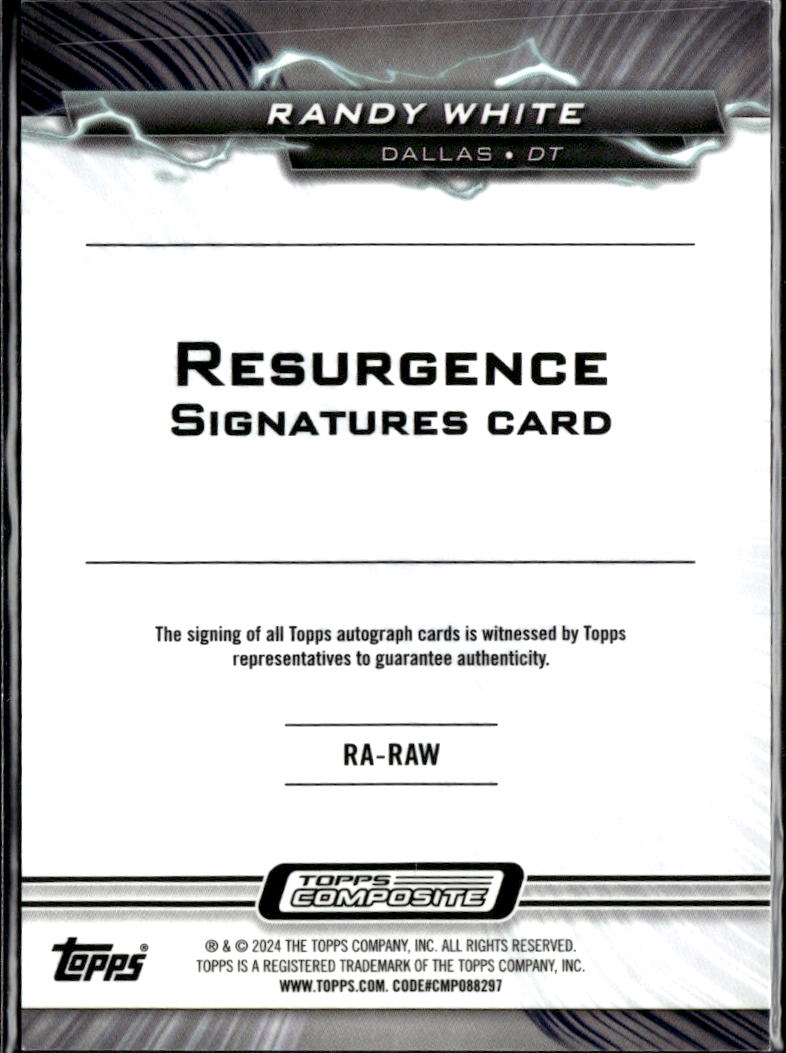 Randy White 2024 Topps Resurgence Auto Autograph 11/25 Dallas Cowboys