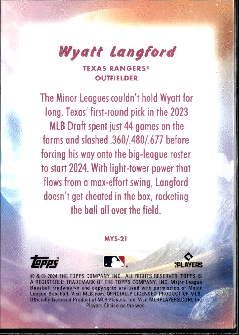 Wyatt Langford 2024 Topps Mystical Black RC 203/299 Texas Rangers