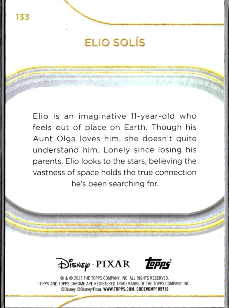 Elio Solis 2025 Topps Chrome Disney Pixar Debut GOLD Wave RC 14/50 #133