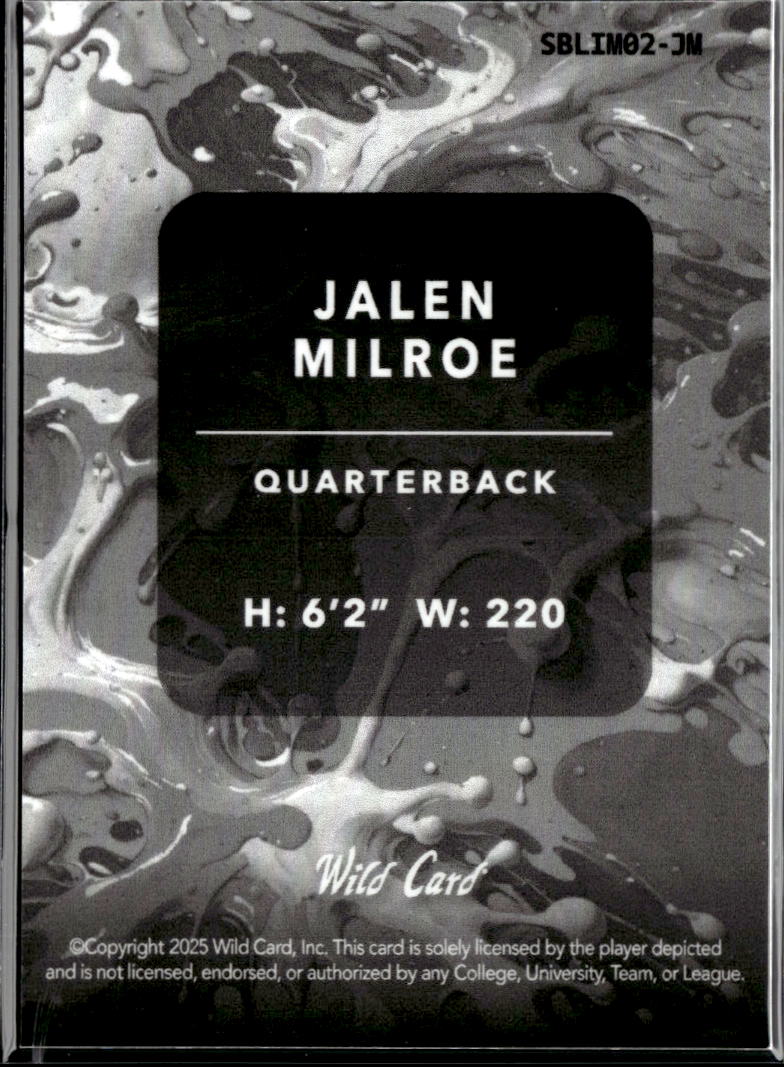 Jalen Milroe 2025 Wild Card Splat Green Rookie RC Seattle Seahawks 5/7