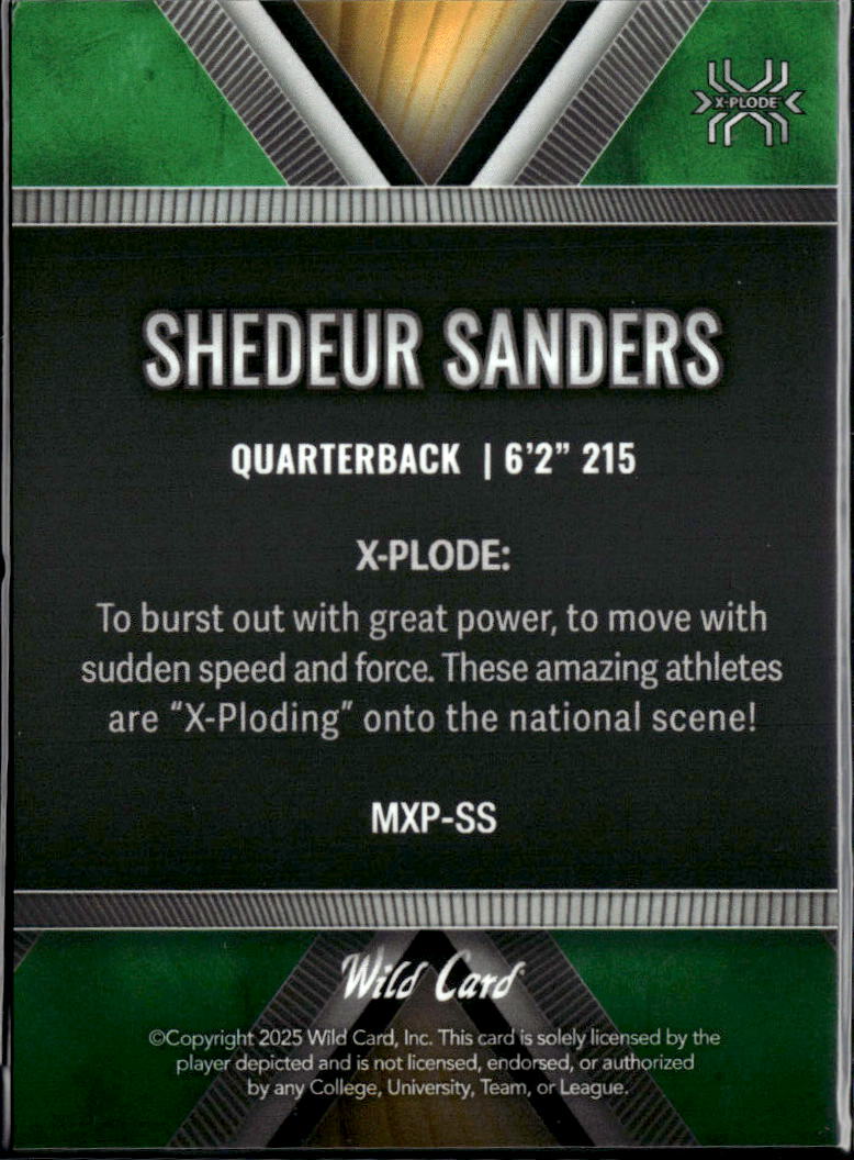 Shedeur Sanders 2025 Wild Card X-Plode Rookie RC Colorado Browns 11/15