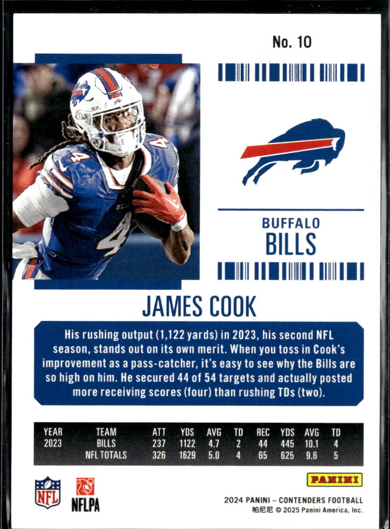 James Cook 2024 Contenders Playoff Ticket 157/199 Buffalo Bills