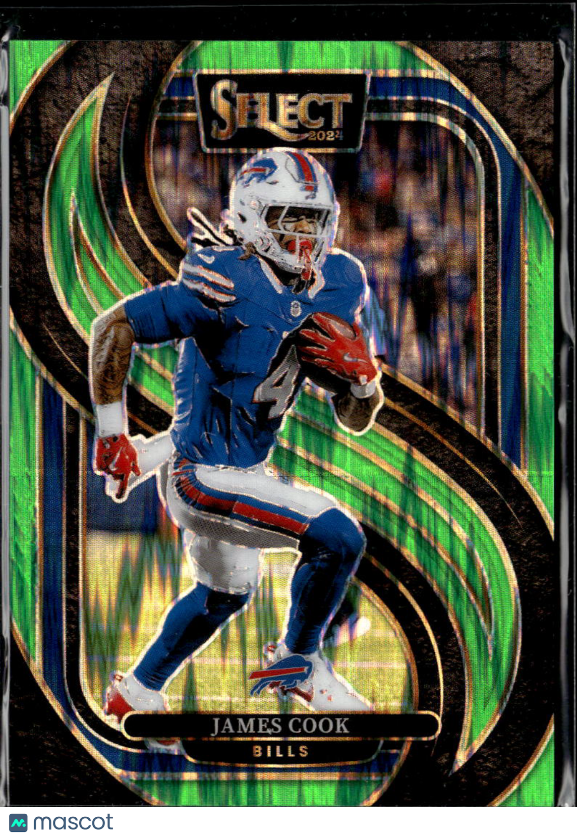 James Cook 2024 Select Lime Green Prizm 86/199 Buffalo Bills