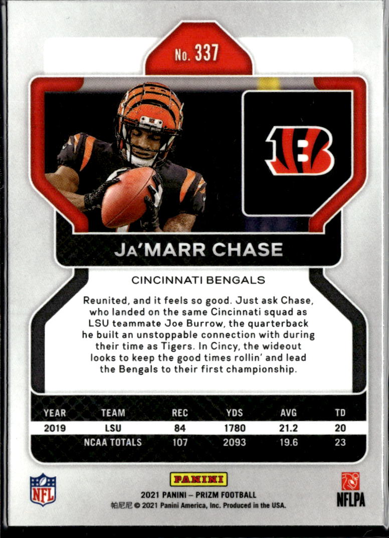 Ja'Marr Chase 2021 Panini Prizm Rookie RC #337 Cincinnati Bengals
