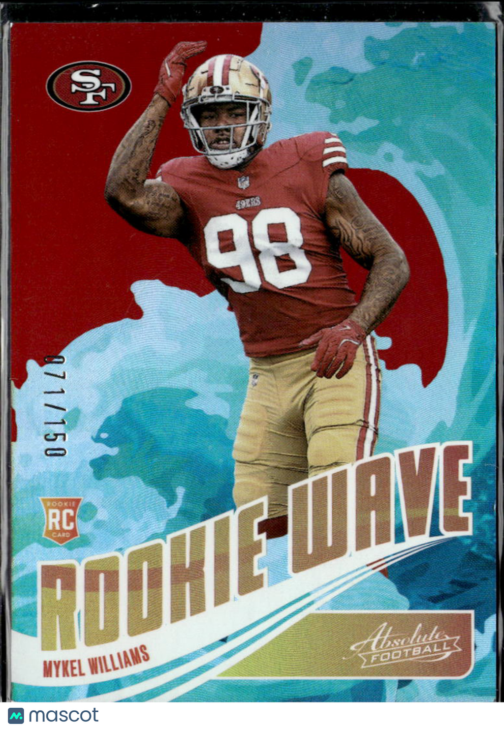 Mykel Williams 2025 Absolute Rookie Wave Red RC 71/150 San Francisco 49ers