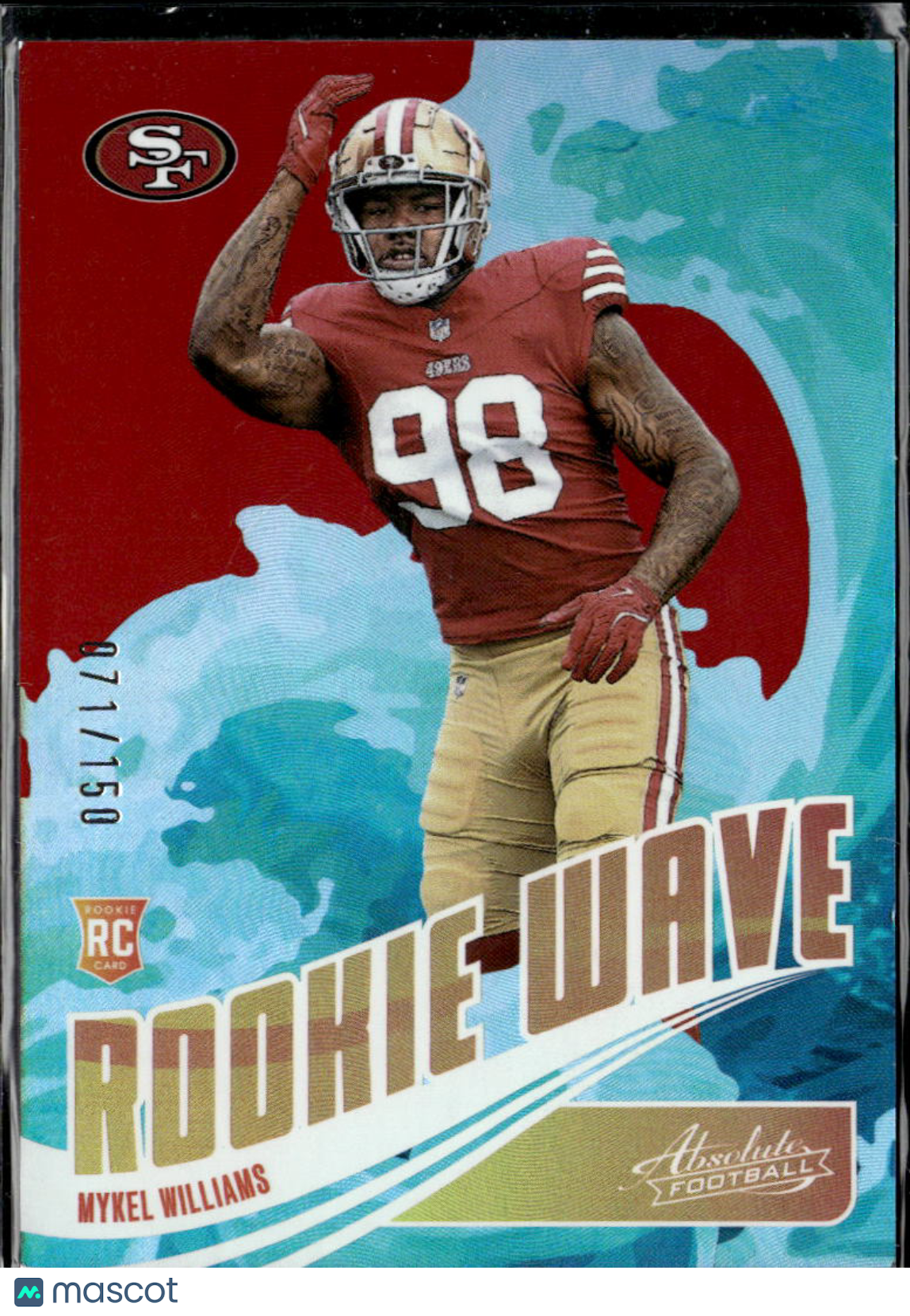 Mykel Williams 2025 Absolute Rookie Wave Red RC 71/150 San Francisco 49ers