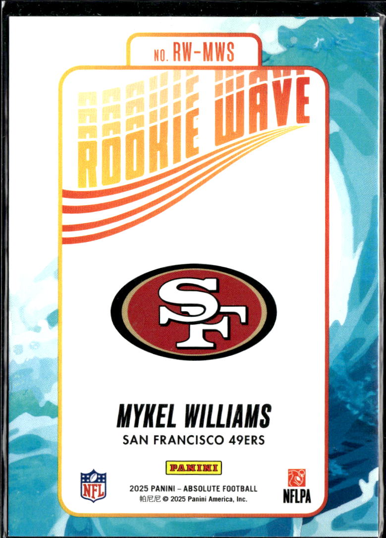 Mykel Williams 2025 Absolute Rookie Wave Red RC 71/150 San Francisco 49ers