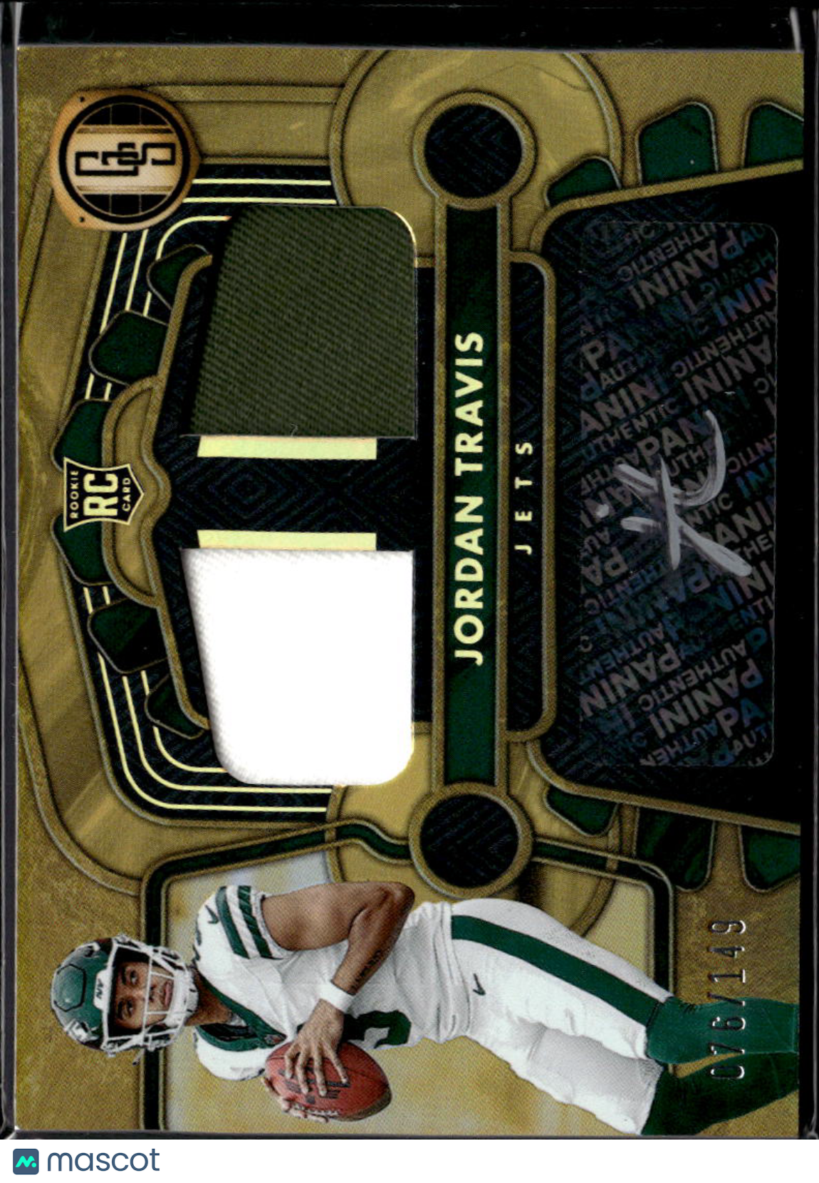 Jordan Travis 2024 Gold Standard Auto Autograph Patch RC 76/149 New York Jets