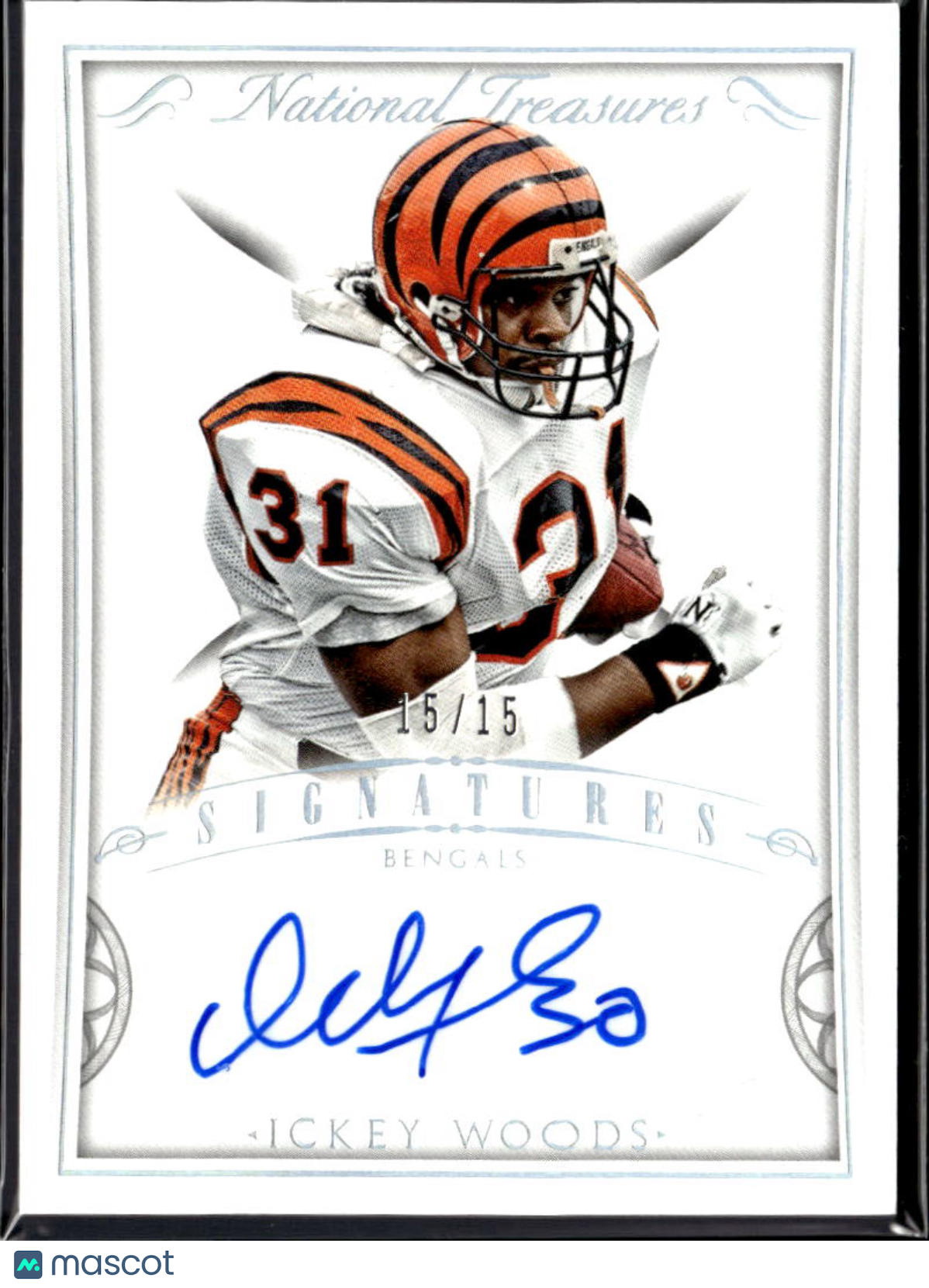 Ickey Woods 2016 National Treasures Auto Autograph 15/15 Cincinnati Bengals