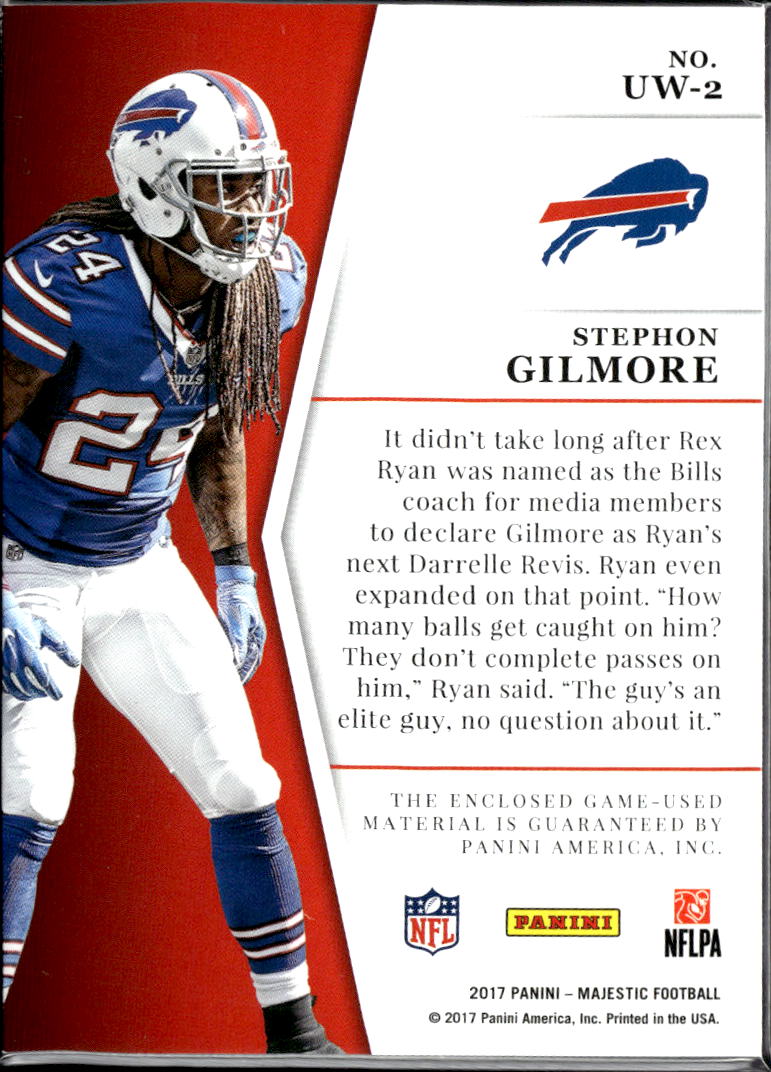 Stephon Gilmore 2017 Majestic Unsung Game Worn Patch 59/75 Buffalo Bills