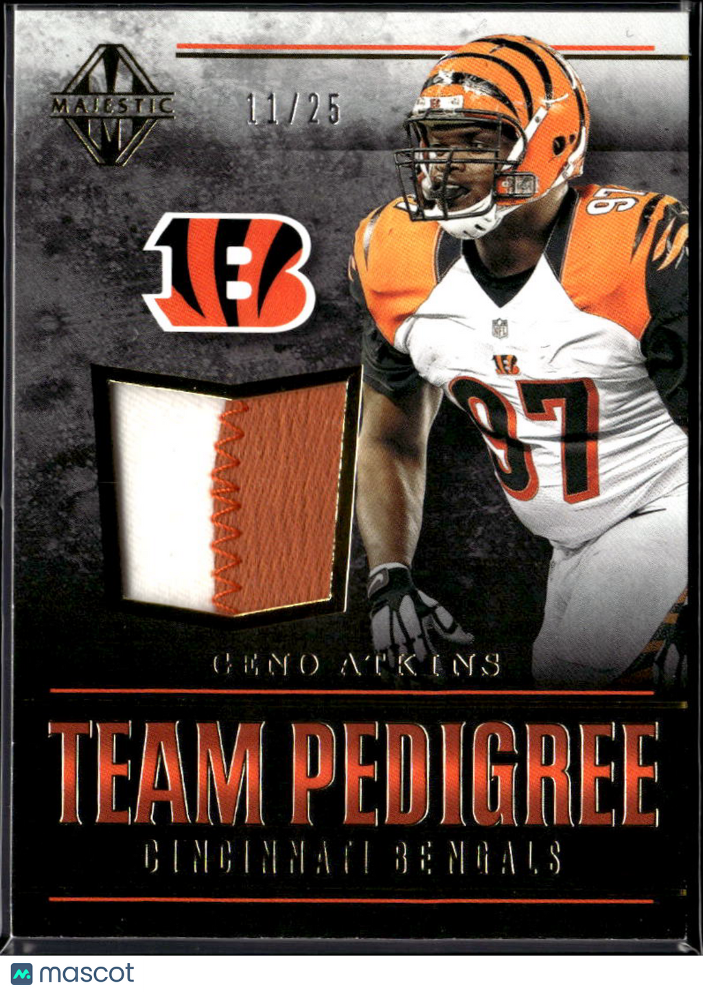 Geno Atkins 2017 Majestic Game Worn Jersey Patch 11/25 Cincinnati Bengals