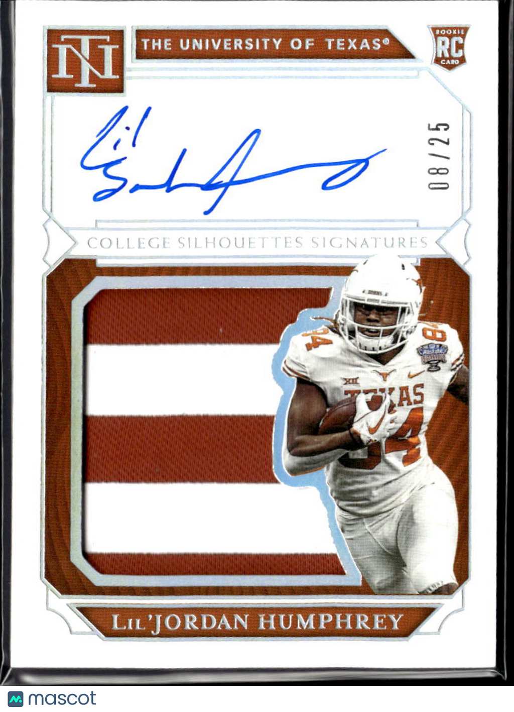 Lil Jordan Humphrey 2019 National Treasures Auto Autograph Patch 8/25 Longhorns