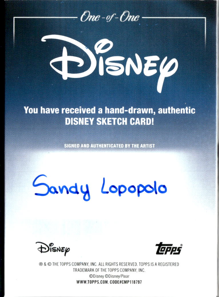 Mushu Topps Disney Mulan Sandy Lopopolo Sketch Auto Autograph 1/1