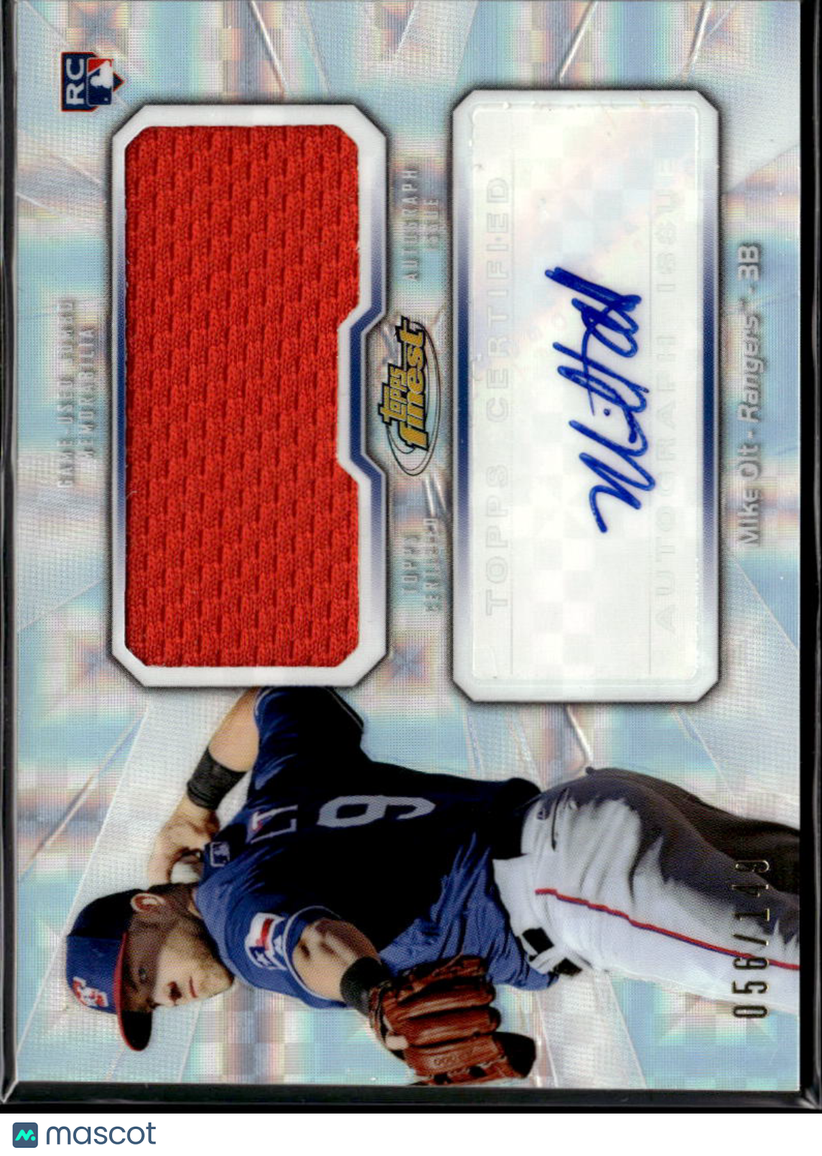 Mike Olt 2013 Topps Finest Auto Autograph Patch RC 56/149 Texas Rangers