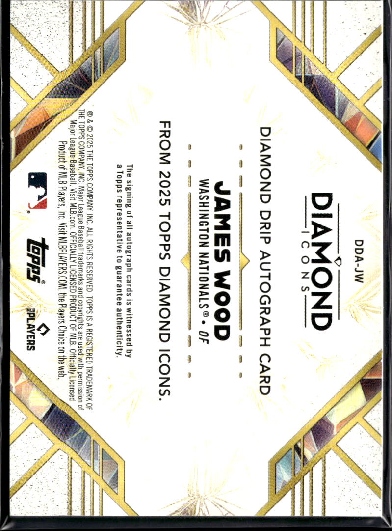 James Wood 2025 Topps Diamond Icons Drip Auto Autograph RC 9/10 Nationals