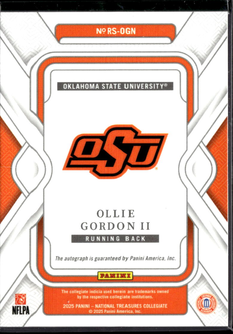 Ollie Gordon II 2025 National Treasures Auto Autograph RC 20/49 Oklahoma State