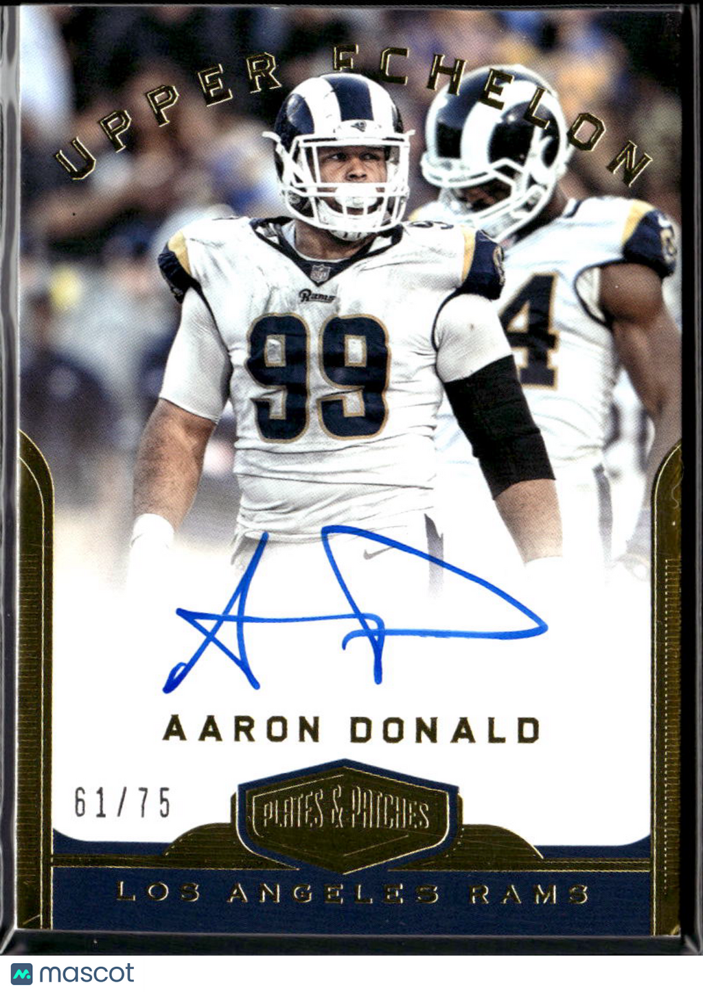 Aaron Donald 2019 Plates & Patches On Card Auto Autograph 61/75 Los Angeles Rams