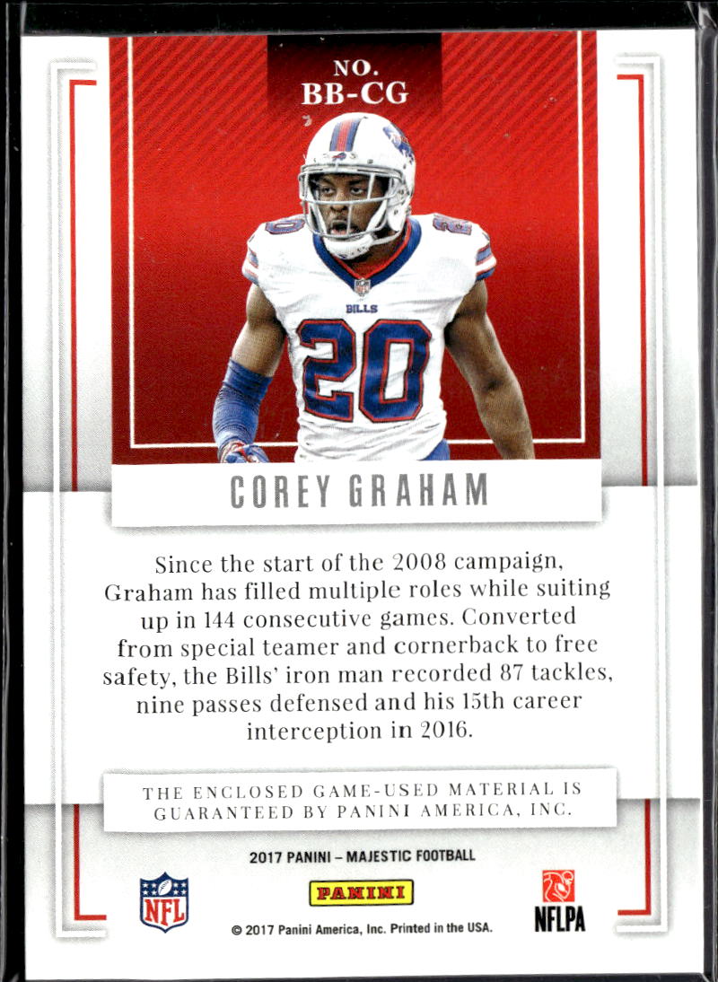 Corey Graham 2017 Majestic Game Worn Jersey Patch 13/75 Buffalo Bills