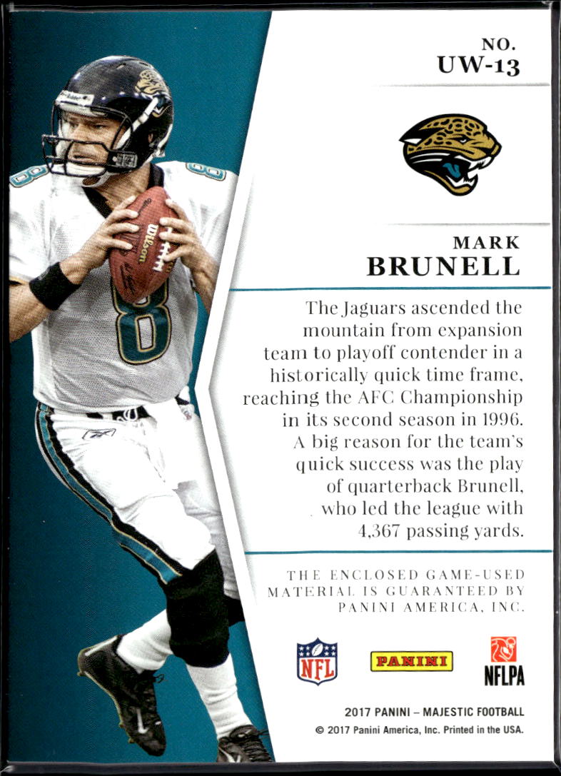 Mark Brunell 2017 Majestic Game Worn 4 Color Patch 51/75 Jacksonville Jaguars