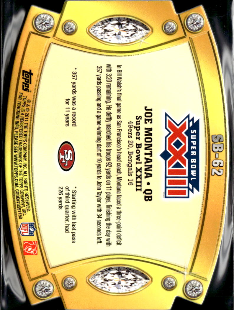 Joe Montana 2011 Topps Super Bowl Legends Die-Cut #SB62 San Francisco 49ers