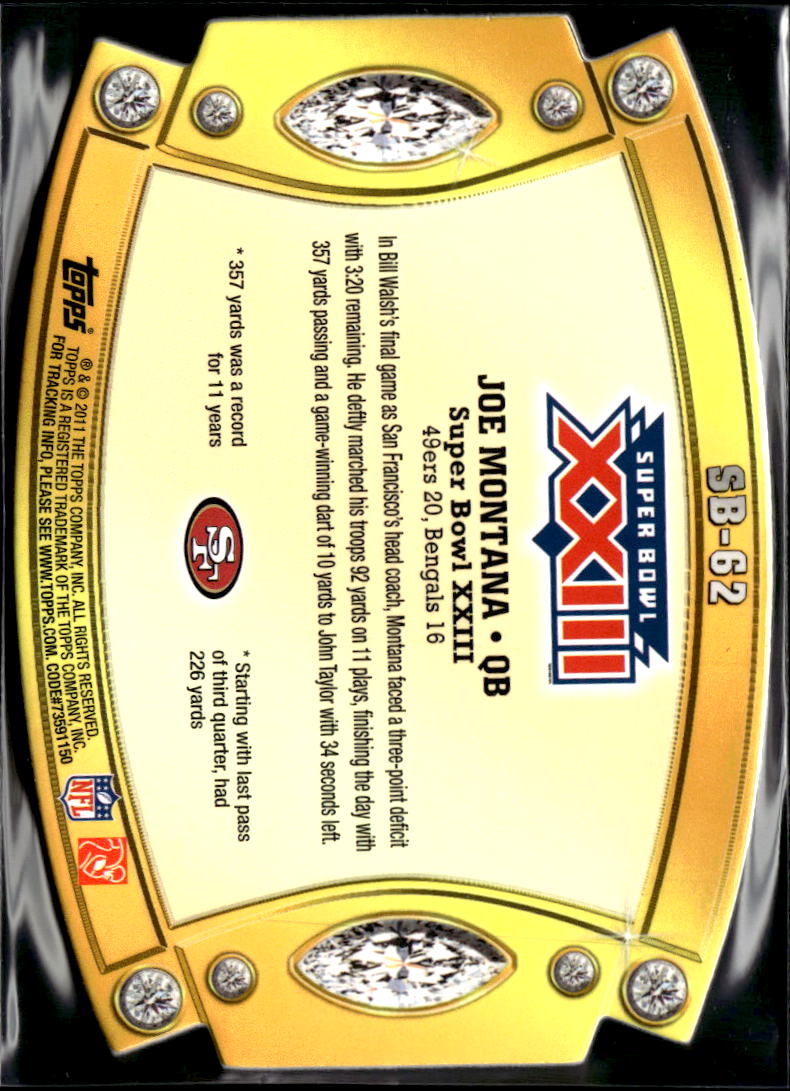 Joe Montana 2011 Topps Super Bowl Legends Die-Cut #SB62 San Francisco 49ers