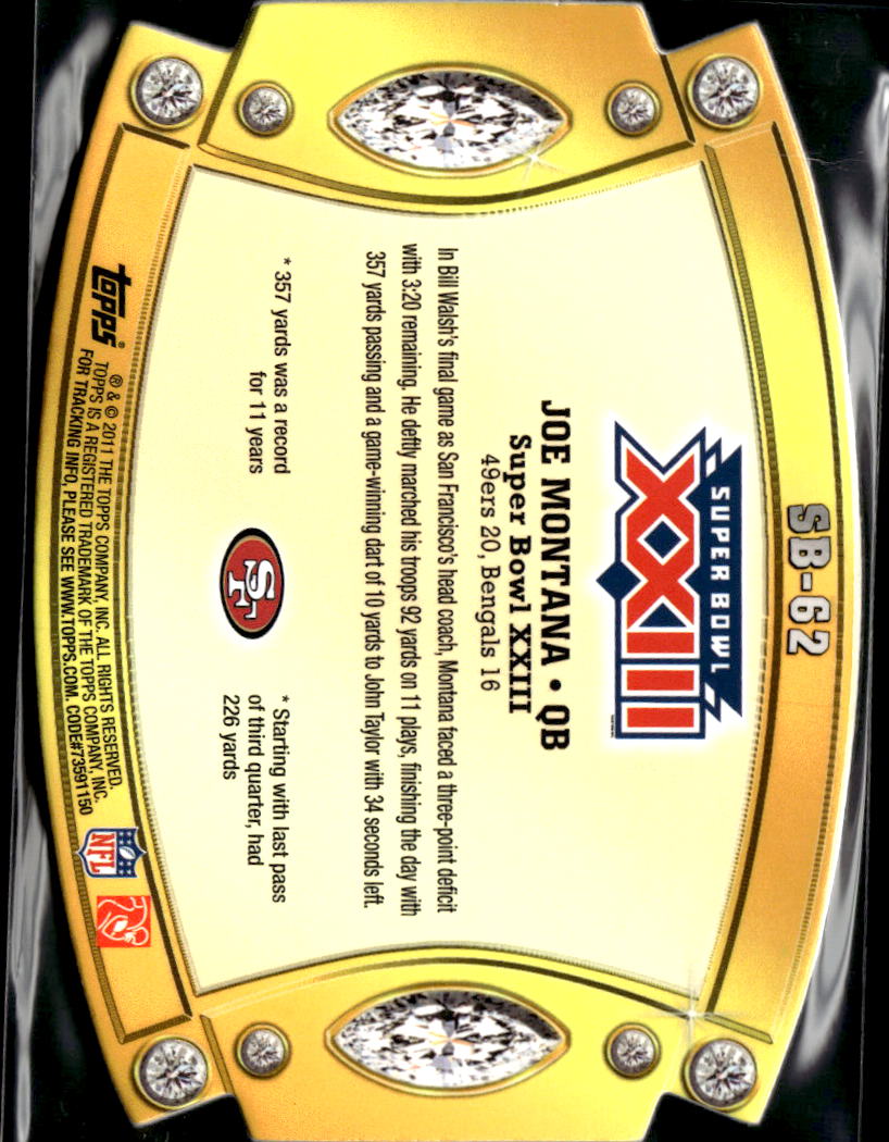 Joe Montana 2011 Topps Super Bowl Legends Die-Cut #SB62 San Francisco 49ers