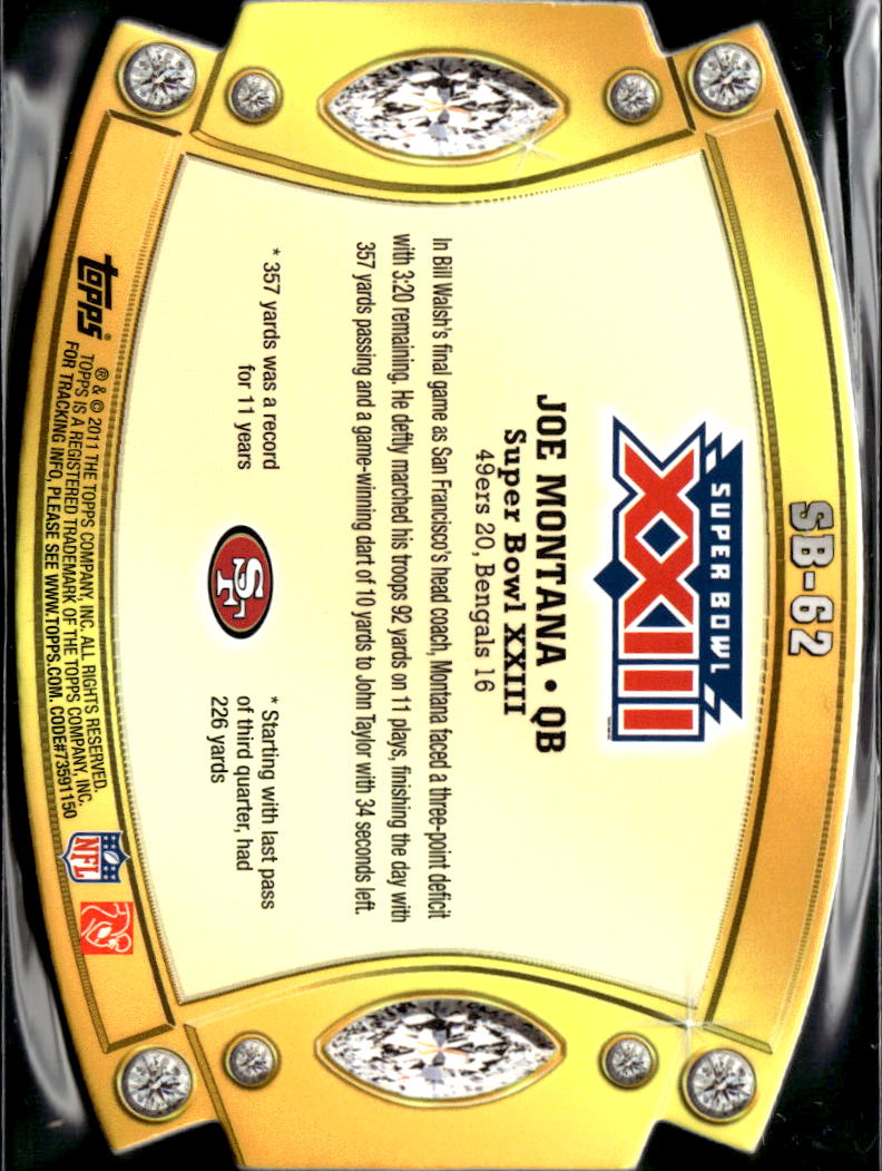 Joe Montana 2011 Topps Super Bowl Legends Die-Cut #SB62 San Francisco 49ers